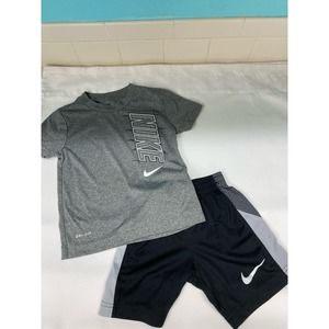 Nike Dri-Fit Shirt Boys 3T Toddler Gray Short Sleeve Graphic Tee & Shorts set